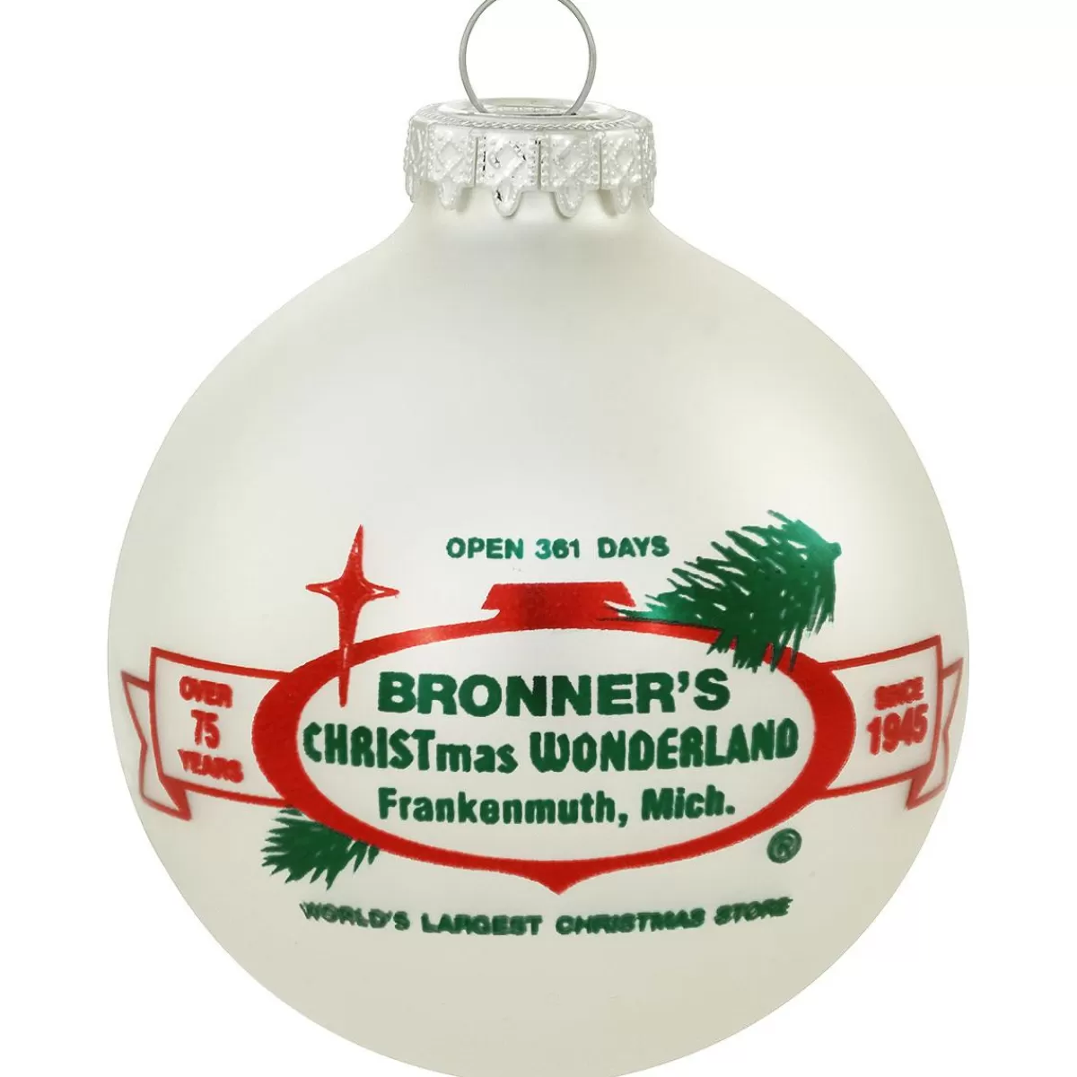 Bronner's Christmas Wonderland Bronner's Logo 75Th Anniversary Glass Ornament | Souvenirs & Gift Cards