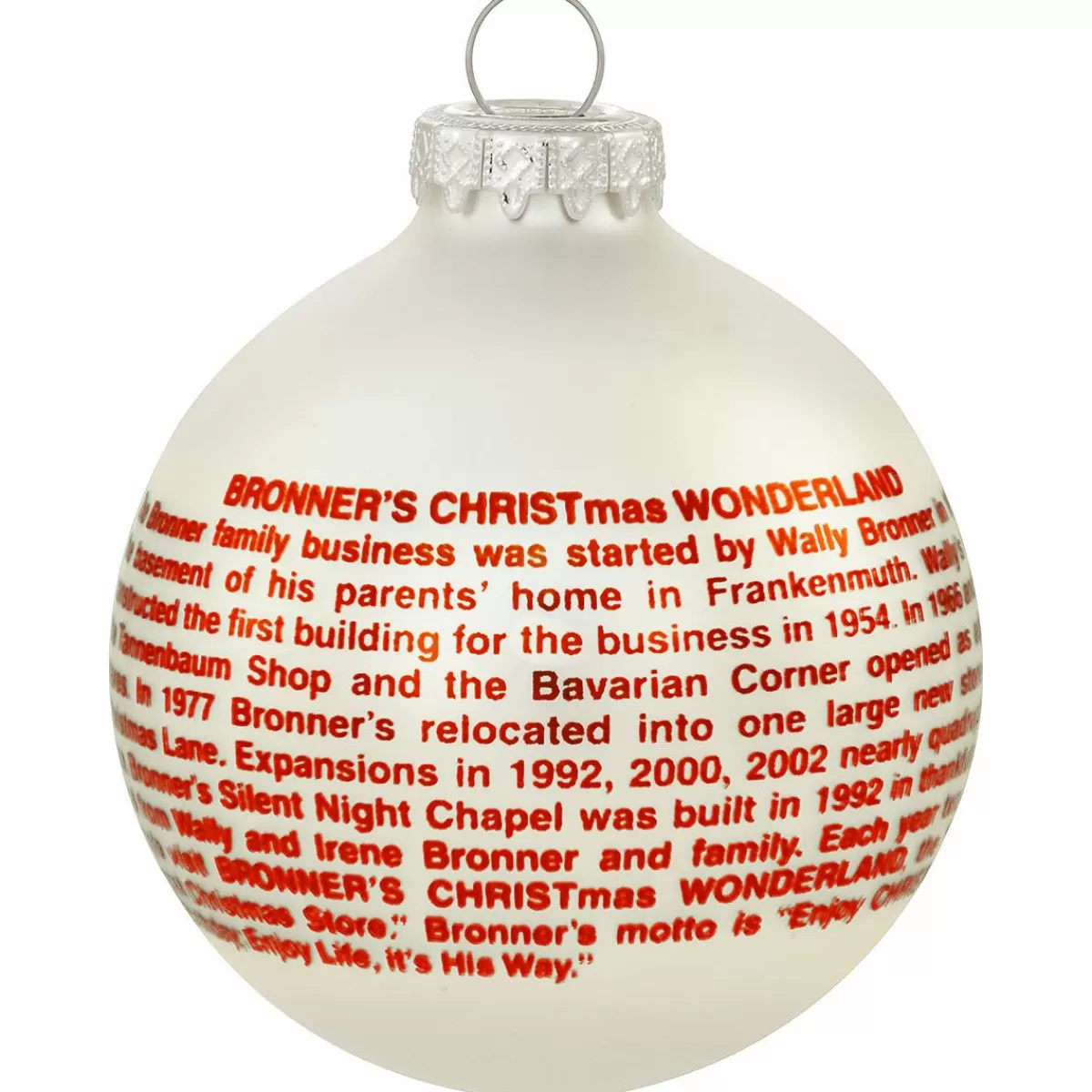 Bronner's Christmas Wonderland Bronner's Logo 75Th Anniversary Glass Ornament | Souvenirs & Gift Cards