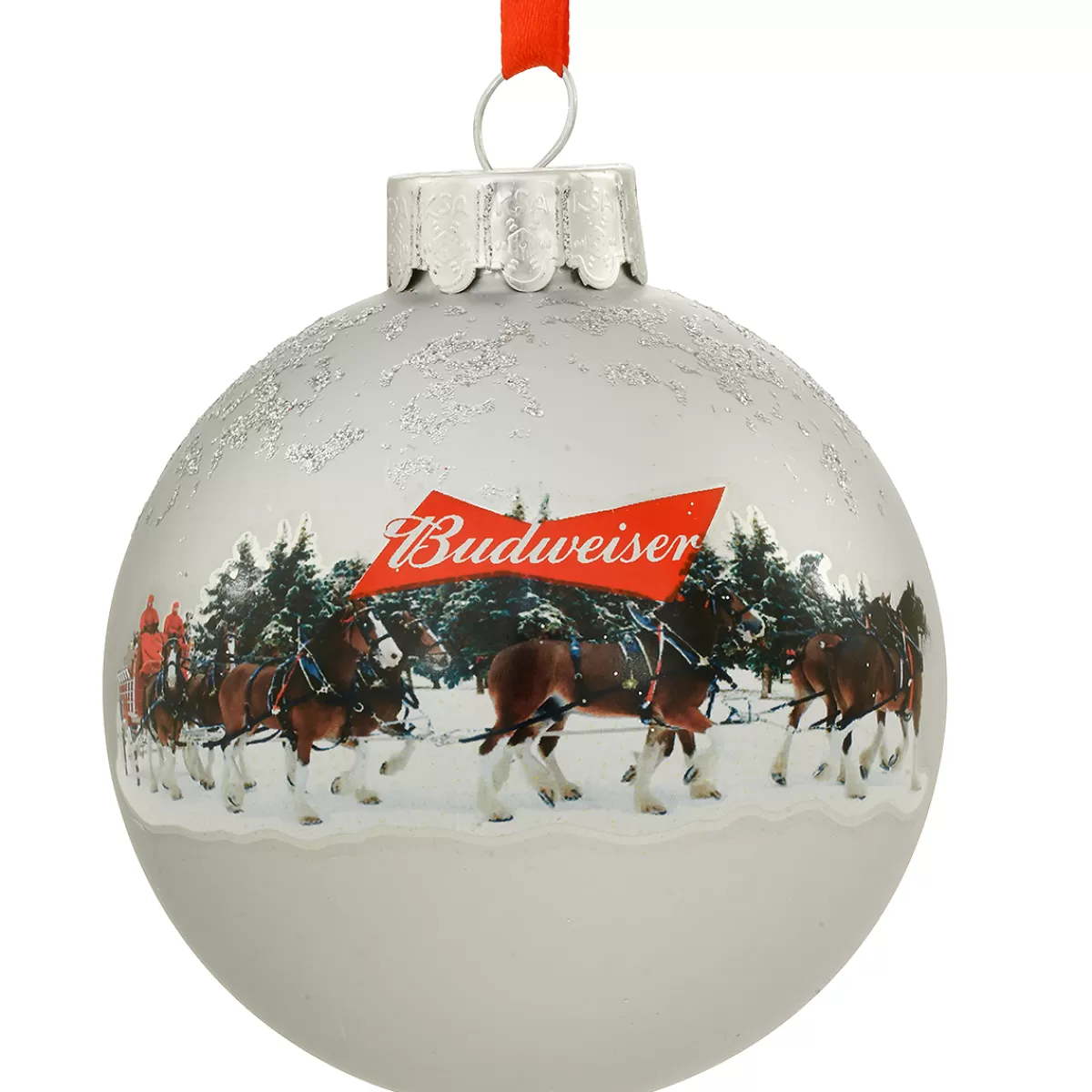 Bronner's Christmas Wonderland Budweiser Clydesdale Scene Glass Ornament> Food, Drinks, & Cooking