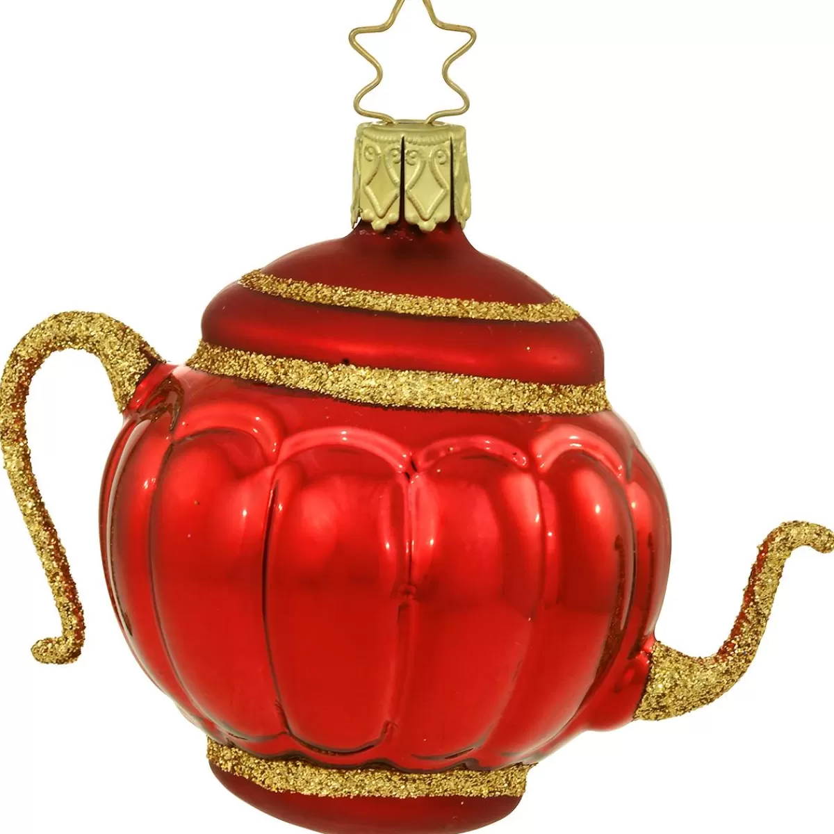 Bronner's Christmas Wonderland Burgundy And Gold Teapot Glass Ornament> Food, Drinks, & Cooking