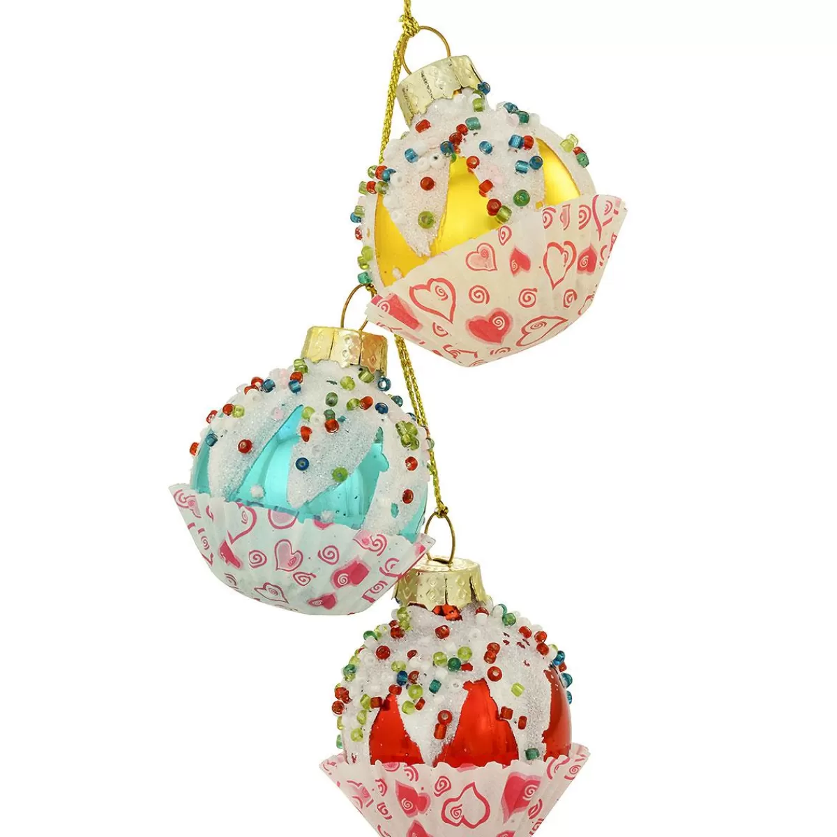 Bronner's Christmas Wonderland Cake Balls Cluster Of 3 Glass Ornament> Food, Drinks, & Cooking