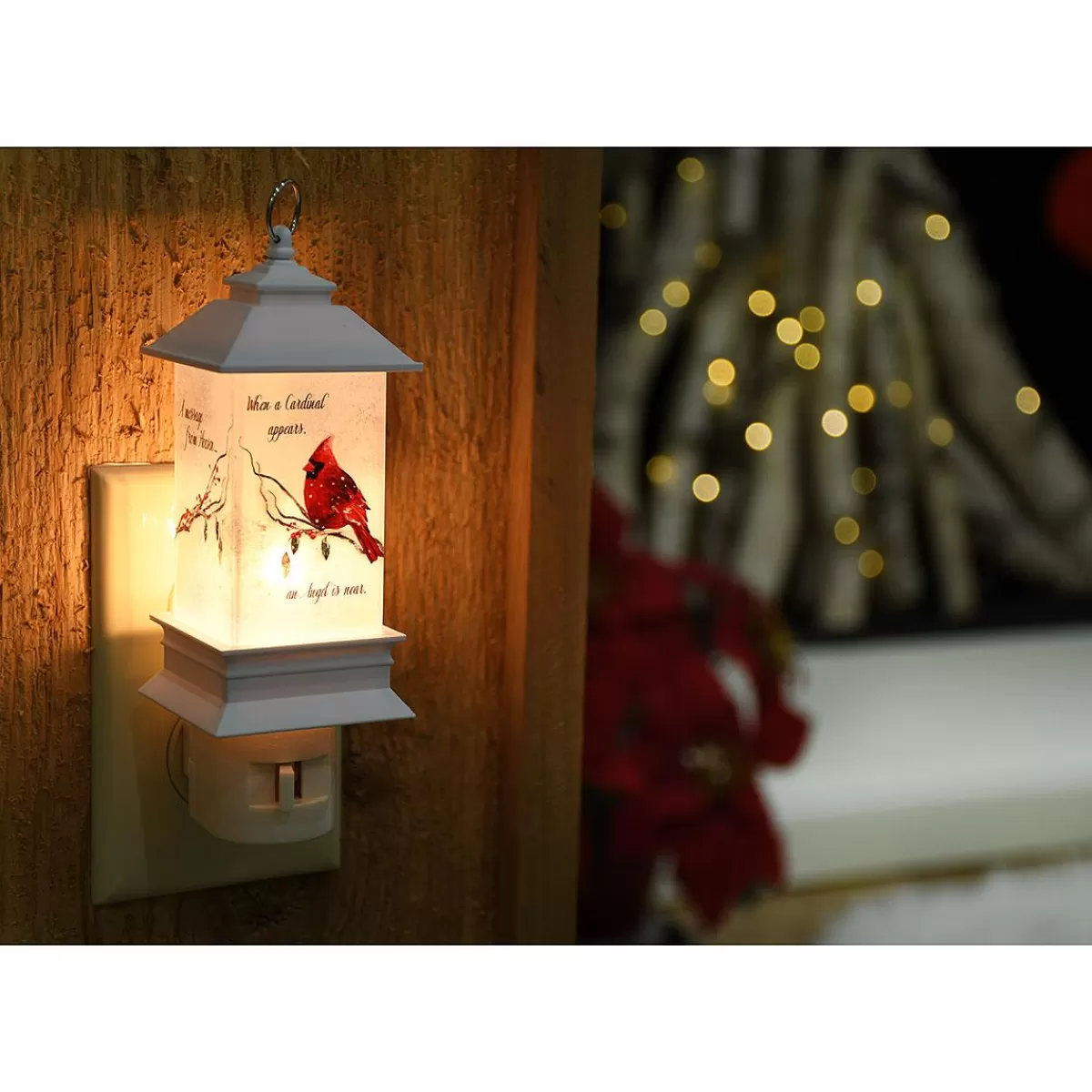 Bronner's Christmas Wonderland Cardinal Angel Lantern Night Light | Religious