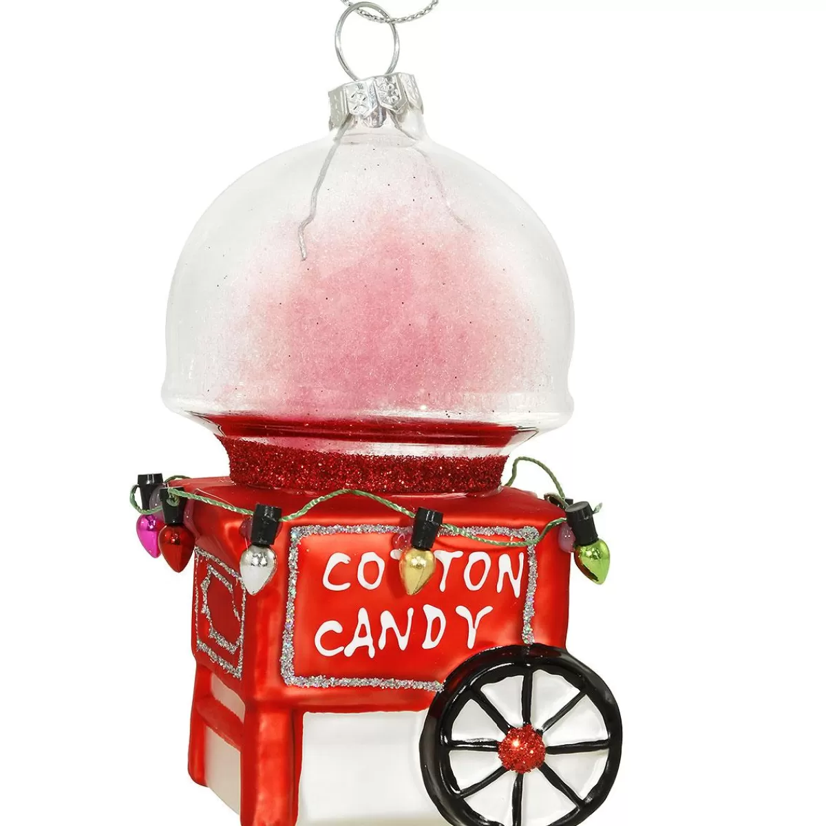 Bronner's Christmas Wonderland Cotton Candy Cart Glass Ornament> Food, Drinks, & Cooking