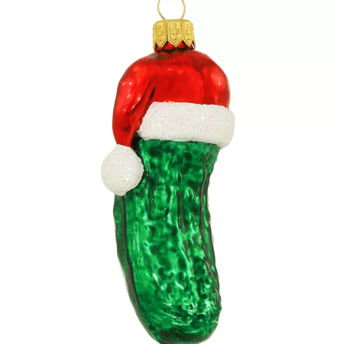 Bronner's Christmas Wonderland Cucumber With Santa Hat Glass Ornament> Food, Drinks, & Cooking