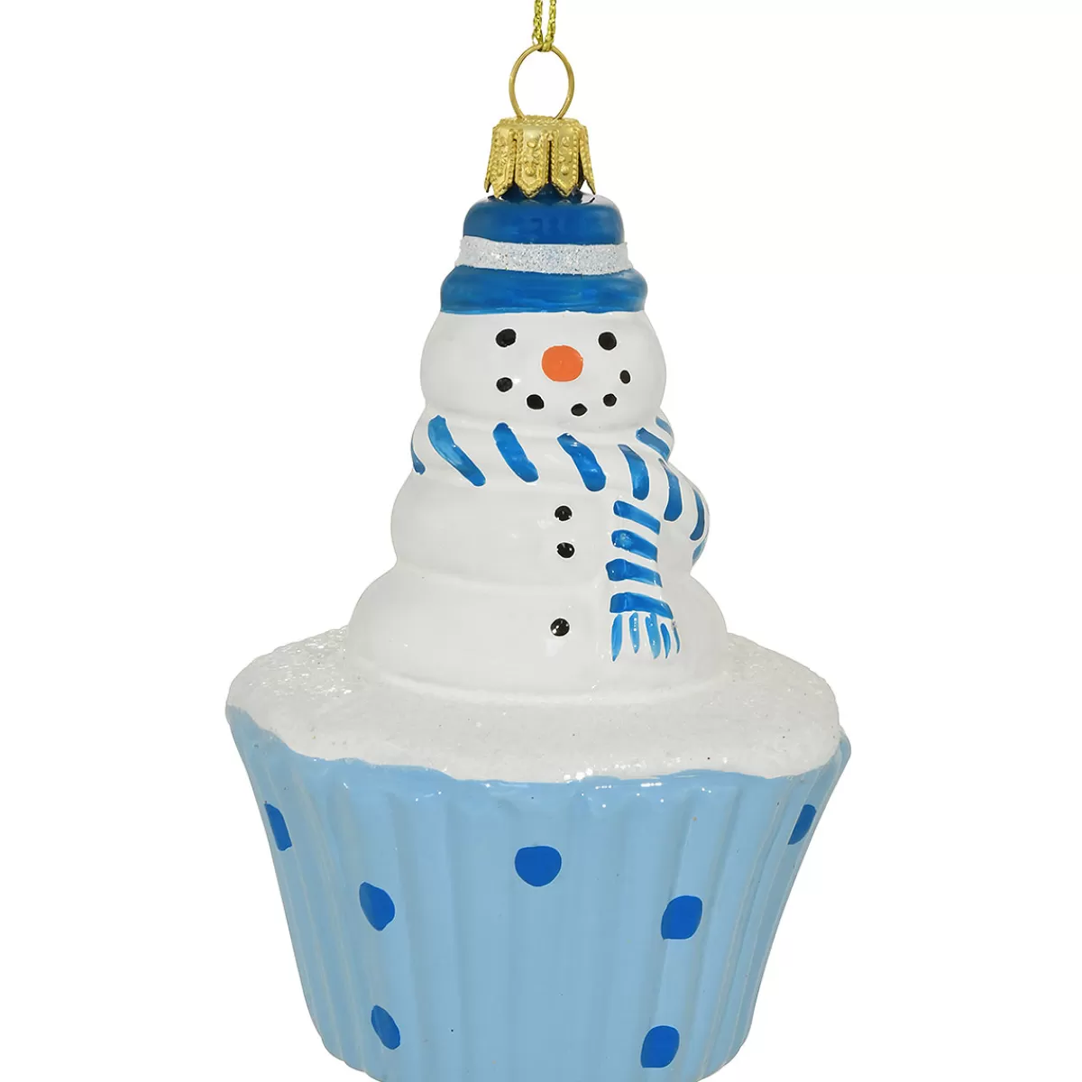 Bronner's Christmas Wonderland Cupcake With Snowman Glass Ornament> Food, Drinks, & Cooking