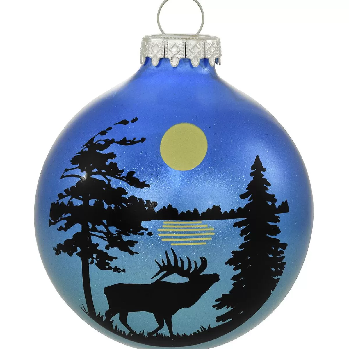 Bronner's Christmas Wonderland Elk Silhouette 2 Tone Blue/Teal Glass Ornament> Hunting & Fishing