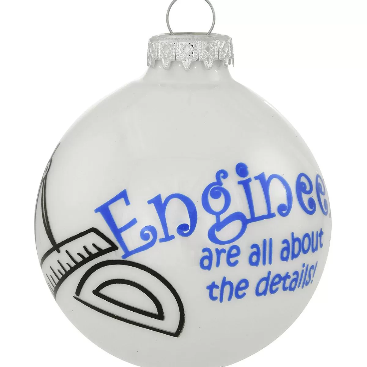 Bronner's Christmas Wonderland Engineers All About Details White Opal Glass Ornament> Hobbies & Occupations