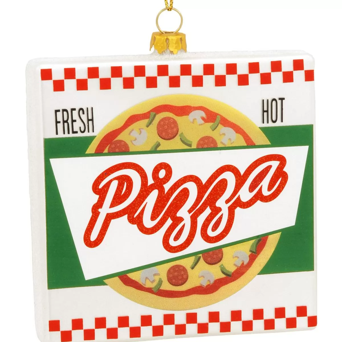 Bronner's Christmas Wonderland Exclusive Pizza Box Glass Ornament> Food, Drinks, & Cooking