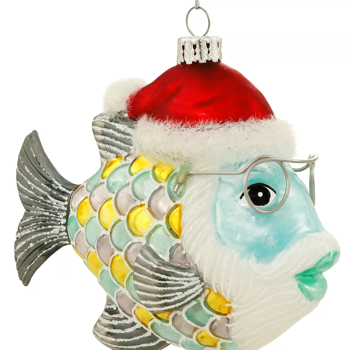 Bronner's Christmas Wonderland Fish With Santa Hat Glass Ornament> Hunting & Fishing