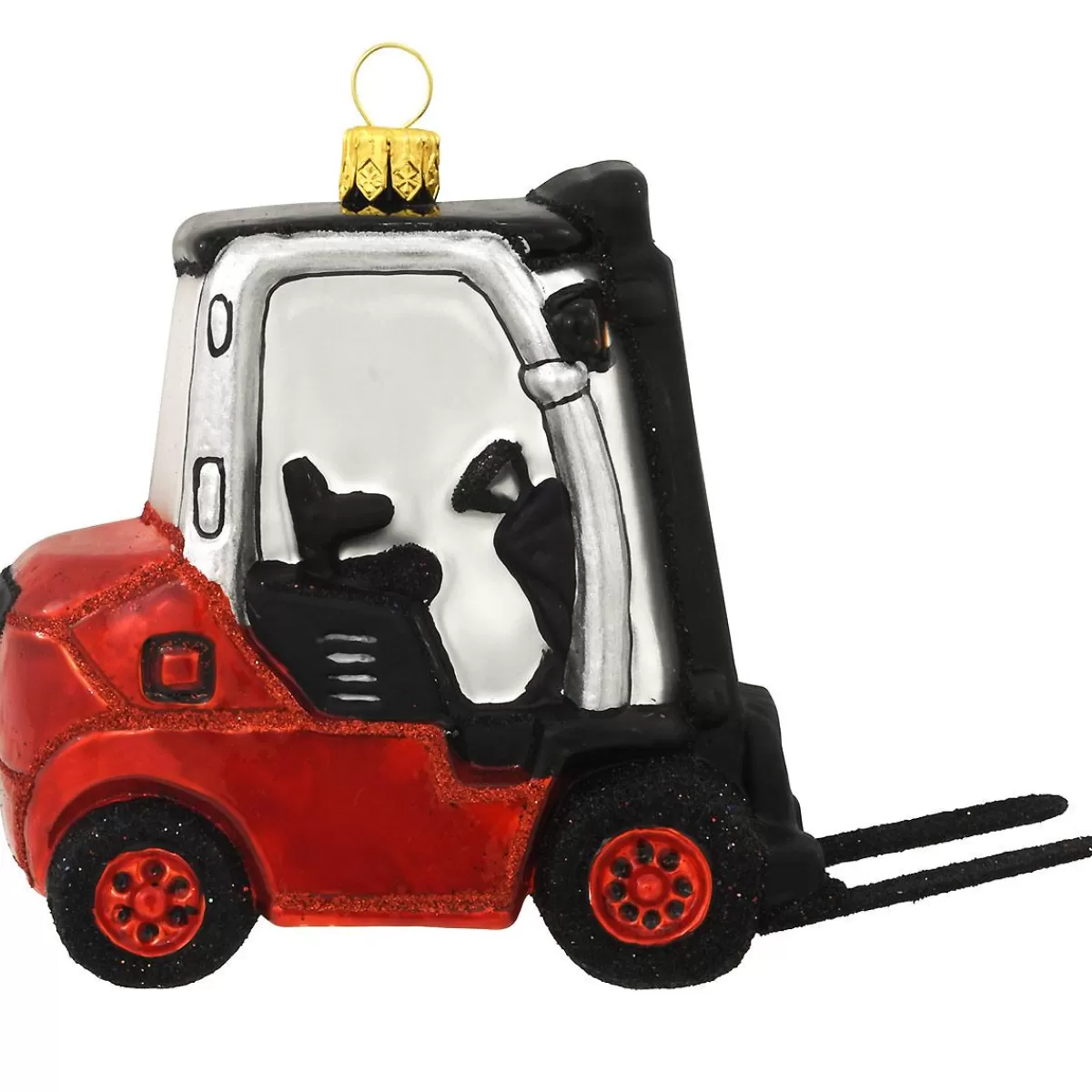 Bronner's Christmas Wonderland Forklift Glass Ornament> Hobbies & Occupations