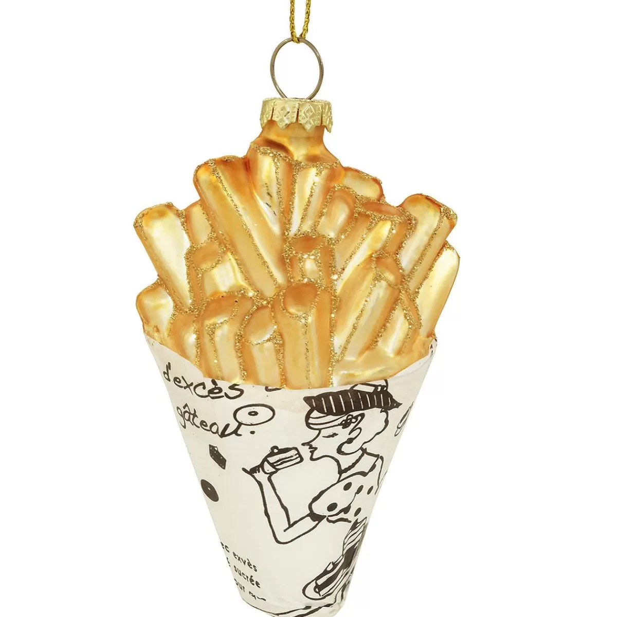 Bronner's Christmas Wonderland French Fries In Paper Glass Ornament> Food, Drinks, & Cooking