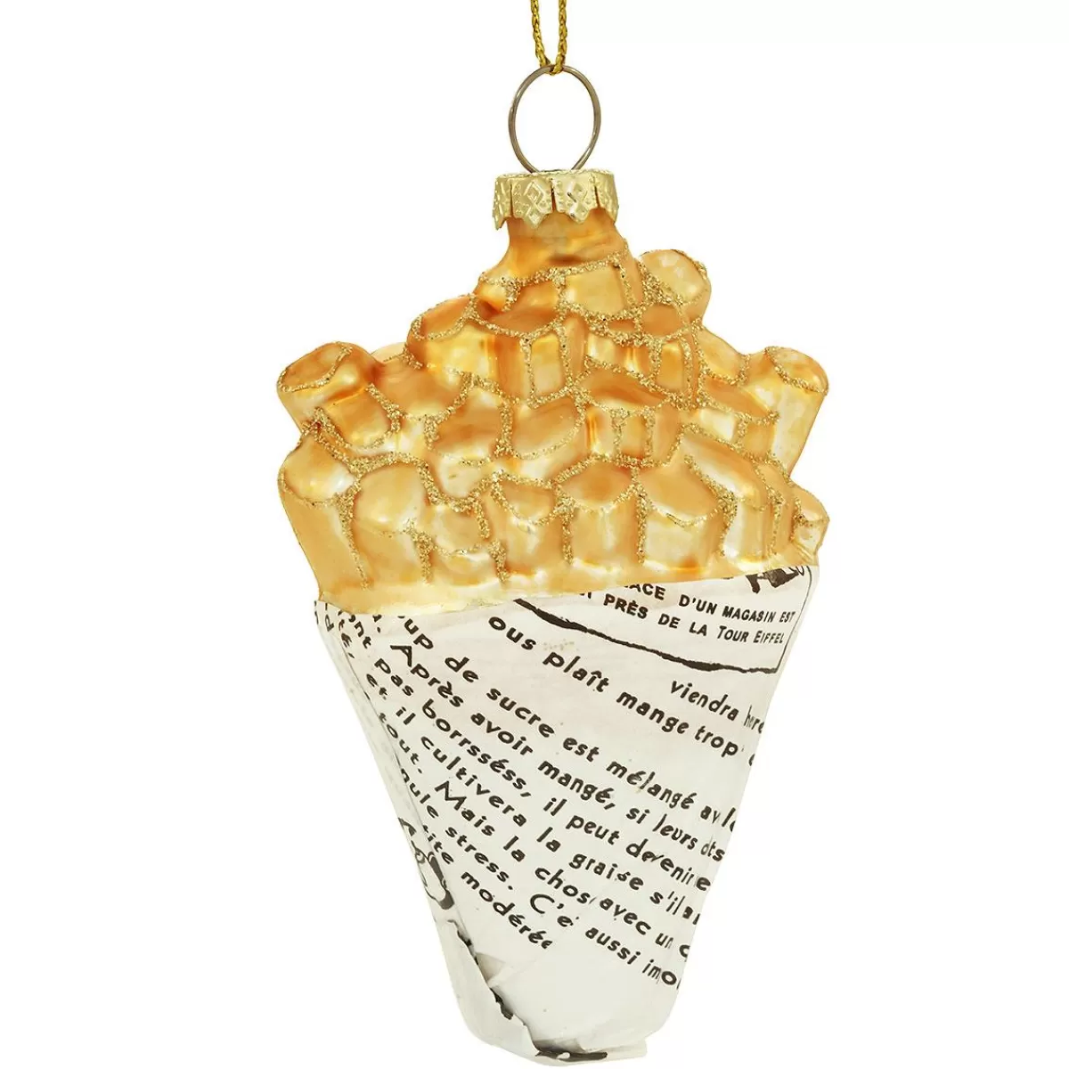 Bronner's Christmas Wonderland French Fries In Paper Glass Ornament> Food, Drinks, & Cooking