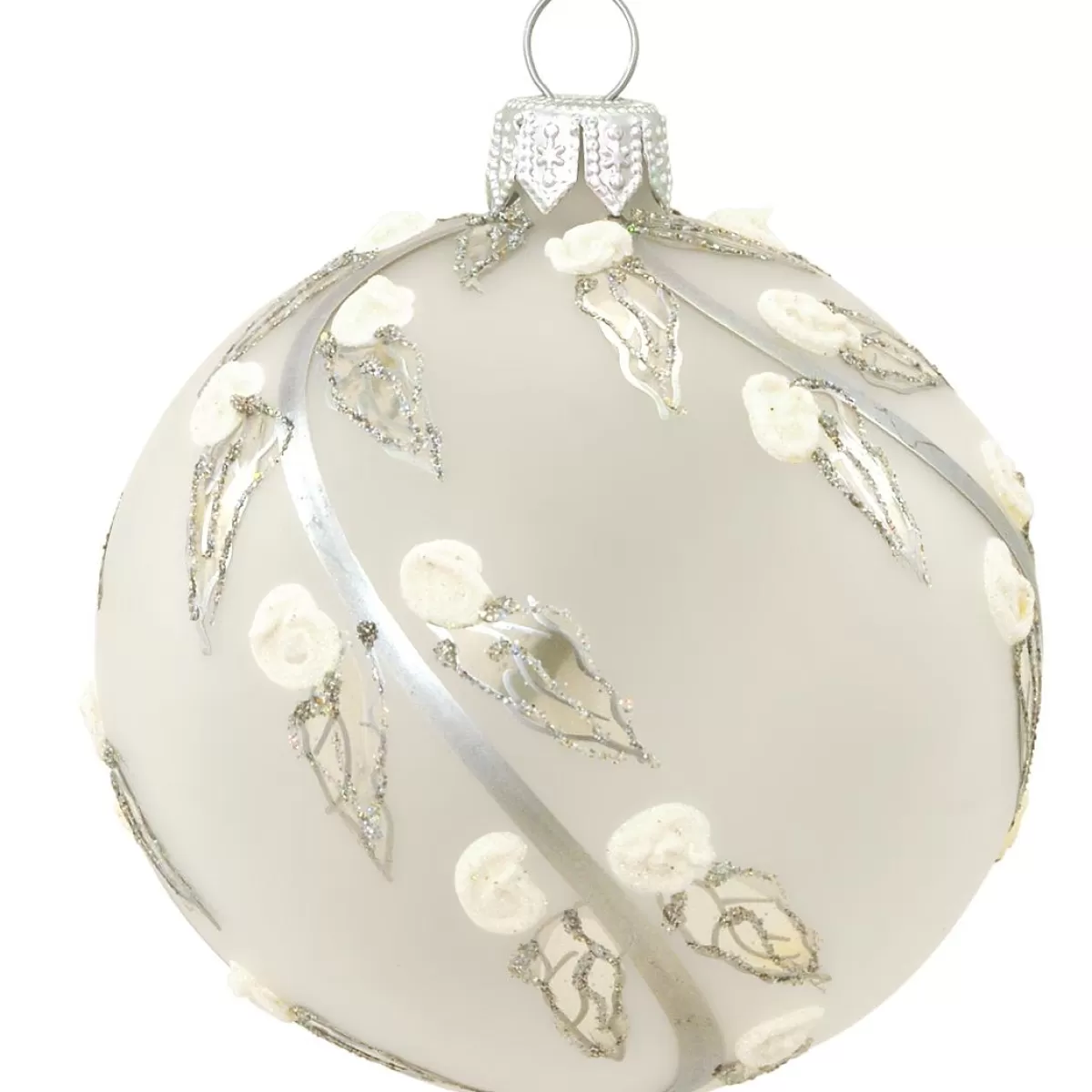 Bronner's Christmas Wonderland Frost With Silver Leaf Pattern Glass Ornament> Love, Wedding, & Anniversary