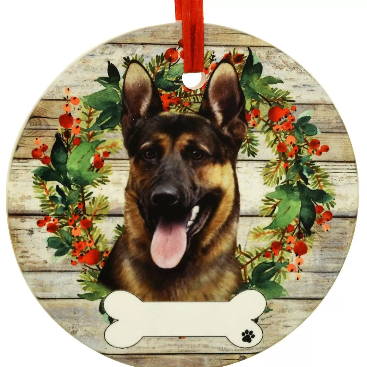 Bronner's Christmas Wonderland German Shepherd Dog Round Ceramic Ornament | Ornaments