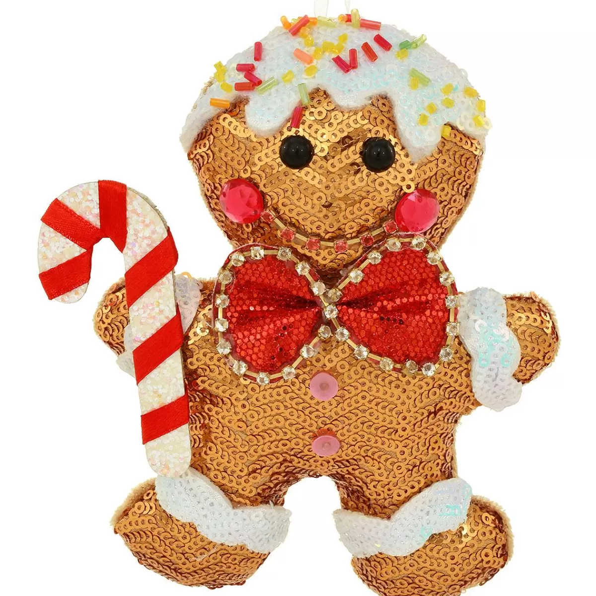 Bronner's Christmas Wonderland Gingerbread Man Fabric With Sequins Ornament> Food, Drinks, & Cooking