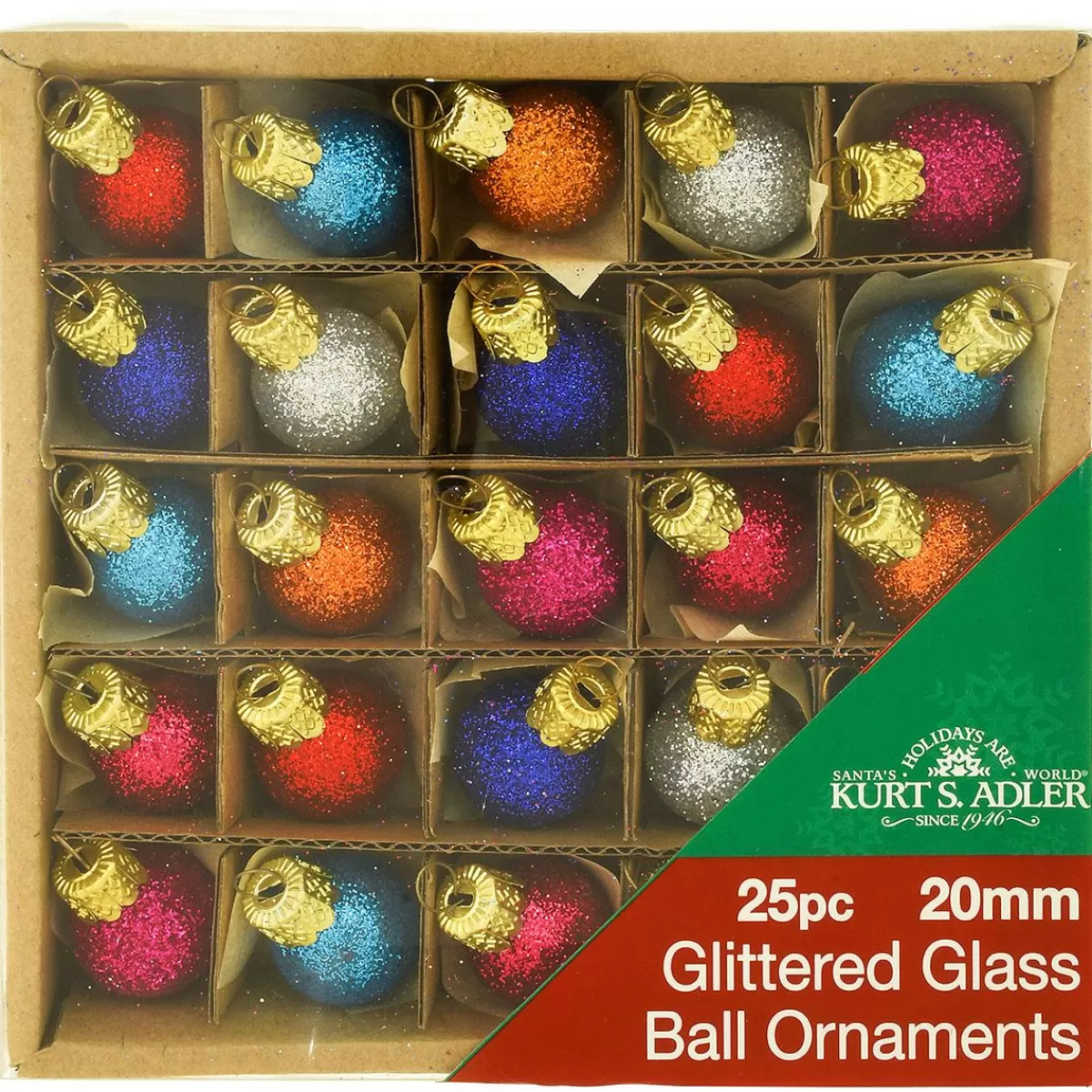 Bronner's Christmas Wonderland Glittered Glass Ball Mini Ornament Set Of 25> Miniature