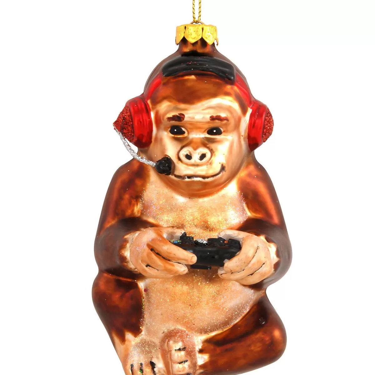 Bronner's Christmas Wonderland Gorilla Gamer Glass Ornament> Hobbies & Occupations