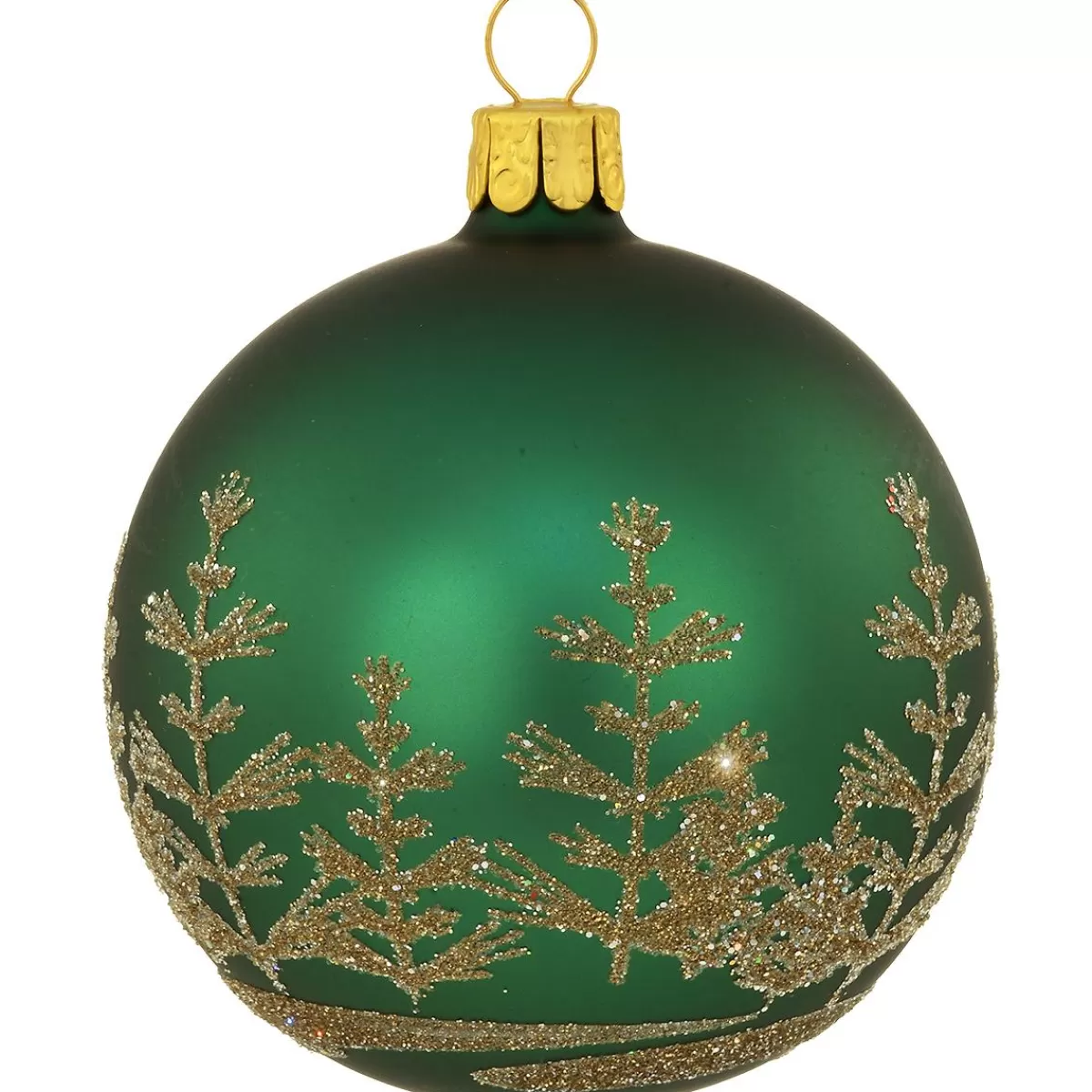 Bronner's Christmas Wonderland Green With Trees Glass Ornament> Outdoors, Camping, & Nature