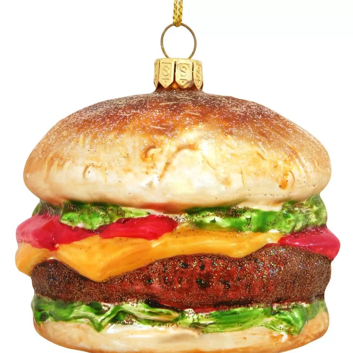 Bronner's Christmas Wonderland Hamburger Glass Ornament> Food, Drinks, & Cooking