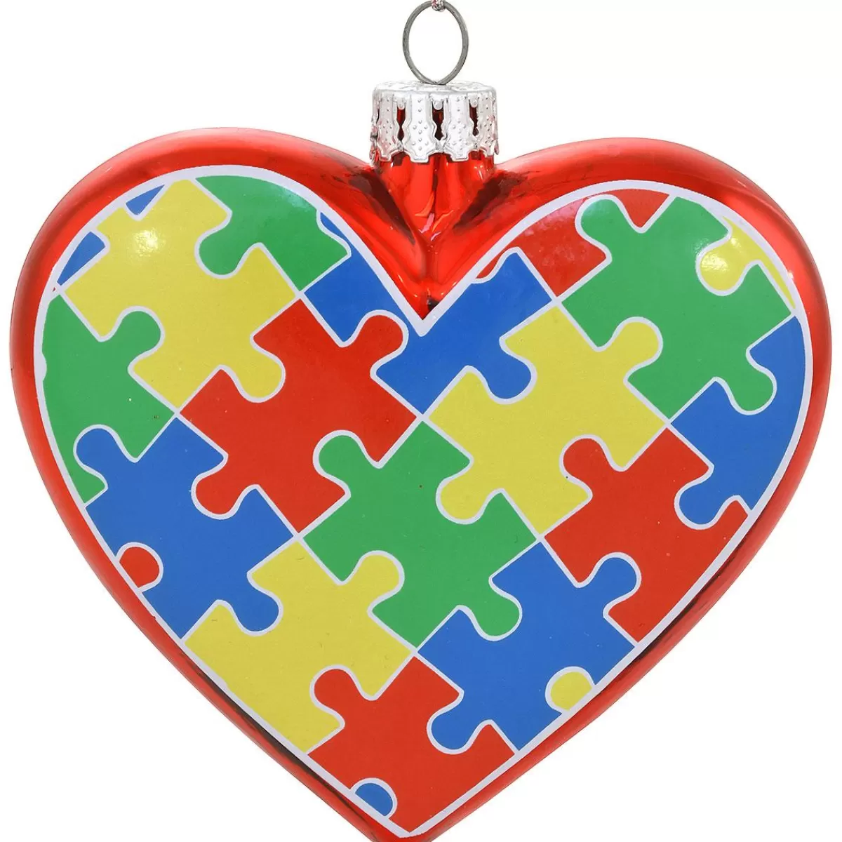 Bronner's Christmas Wonderland Heart Puzzle Pieces Glass Ornament> Hobbies & Occupations