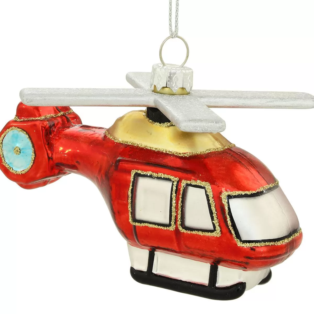 Bronner's Christmas Wonderland Helicopter Glass And Resin Ornament> Hobbies & Occupations