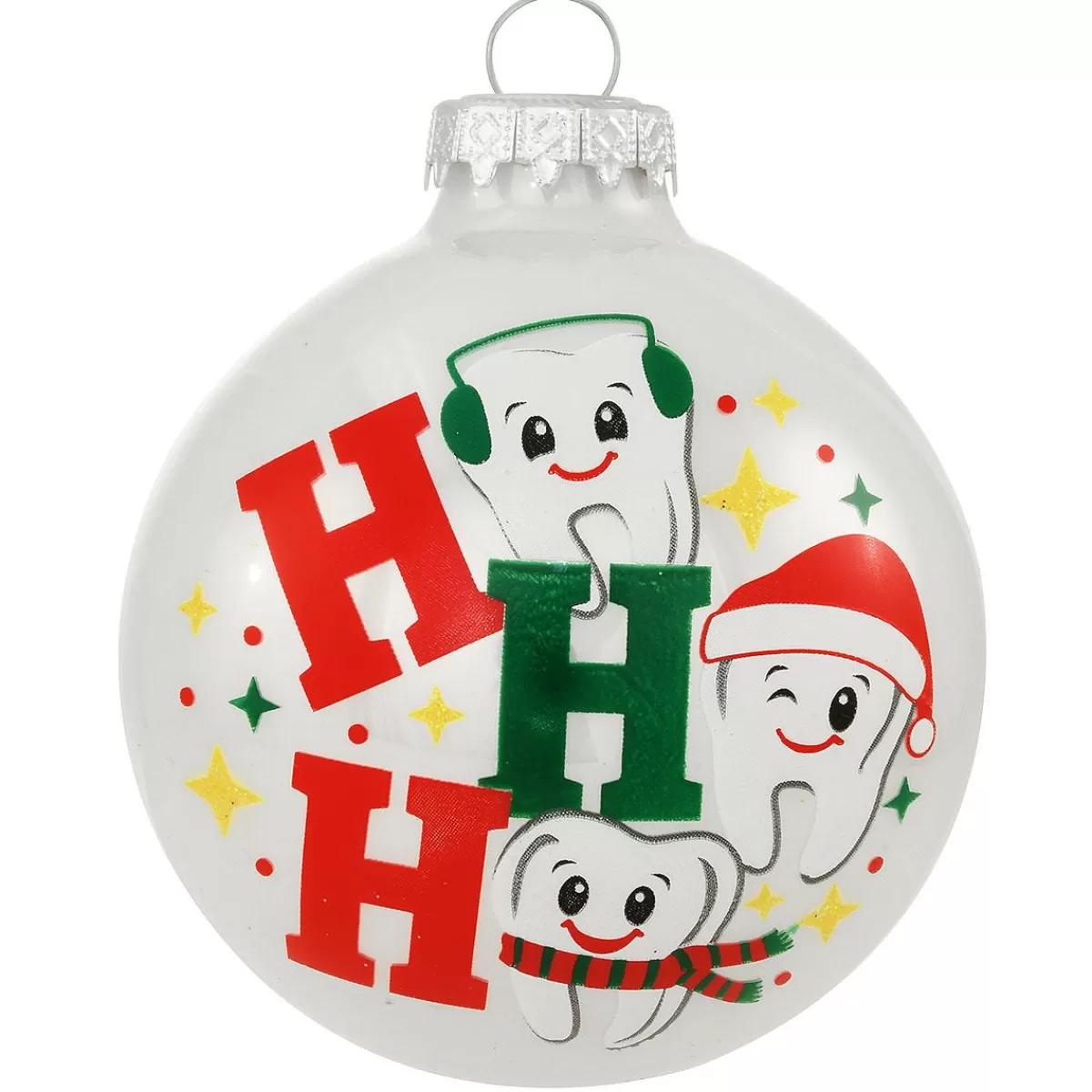 Bronner's Christmas Wonderland Ho Ho Ho Teeth White Opal Glass Ornament> Hobbies & Occupations