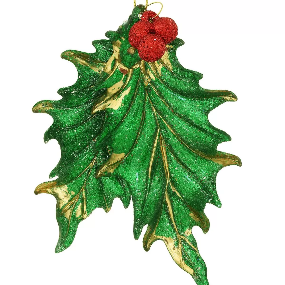 Bronner's Christmas Wonderland Holly With Berry And Glitter Ornament | Shatterproof