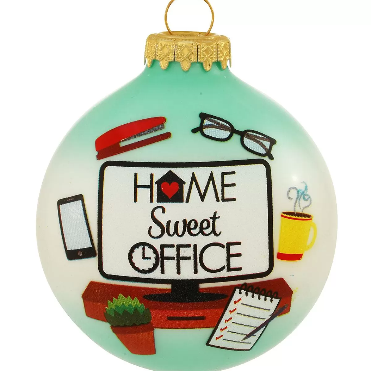 Bronner's Christmas Wonderland Home Sweet Office Glass Ornament> Hobbies & Occupations