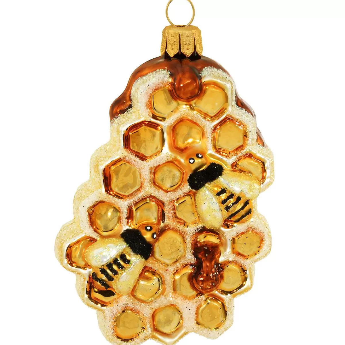 Bronner's Christmas Wonderland Honeycomb With Bees 3 Inch Glass Ornament> Food, Drinks, & Cooking