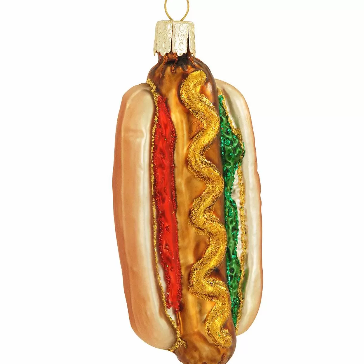 Bronner's Christmas Wonderland Hot Dog Glass Ornament> Food, Drinks, & Cooking