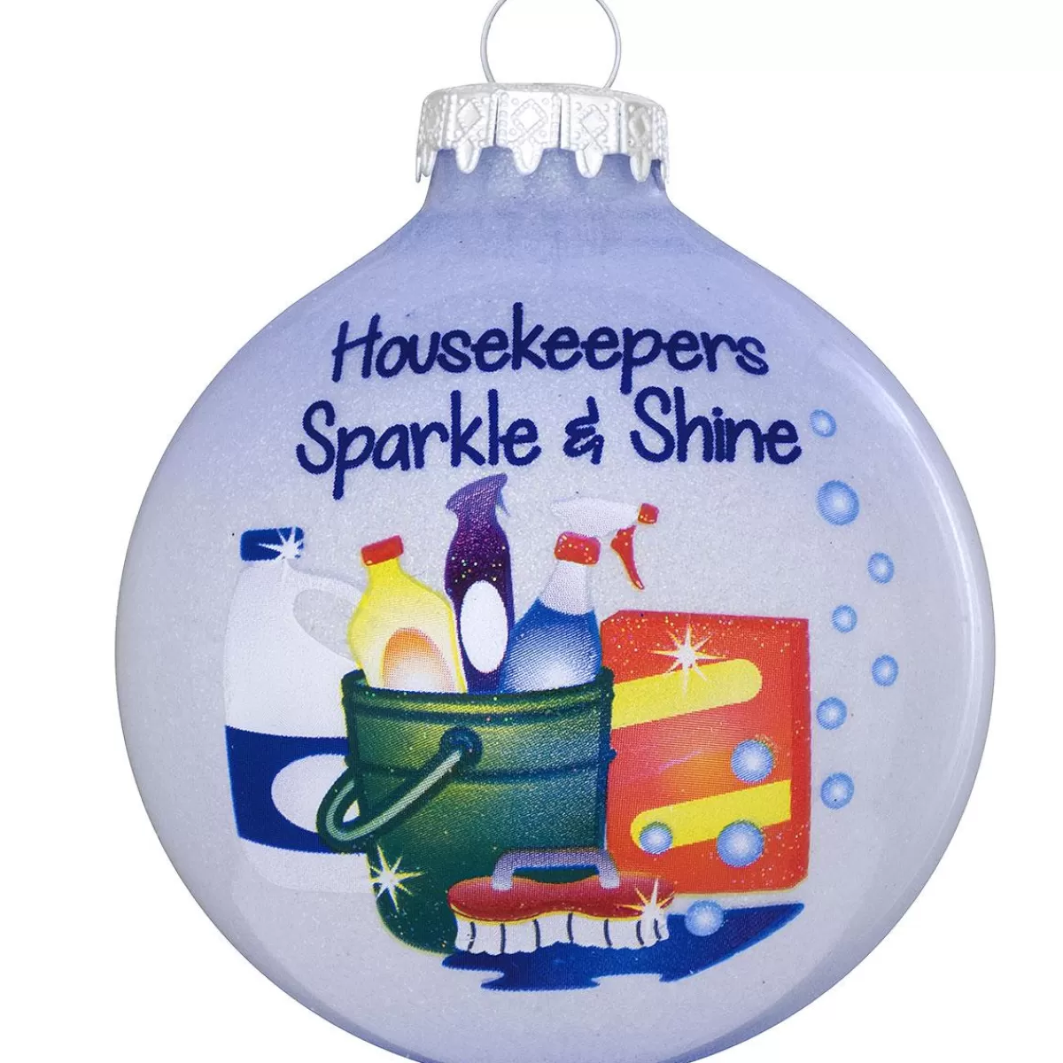 Bronner's Christmas Wonderland Housekeepers Sparkle And Shine Glass Ornament> Hobbies & Occupations