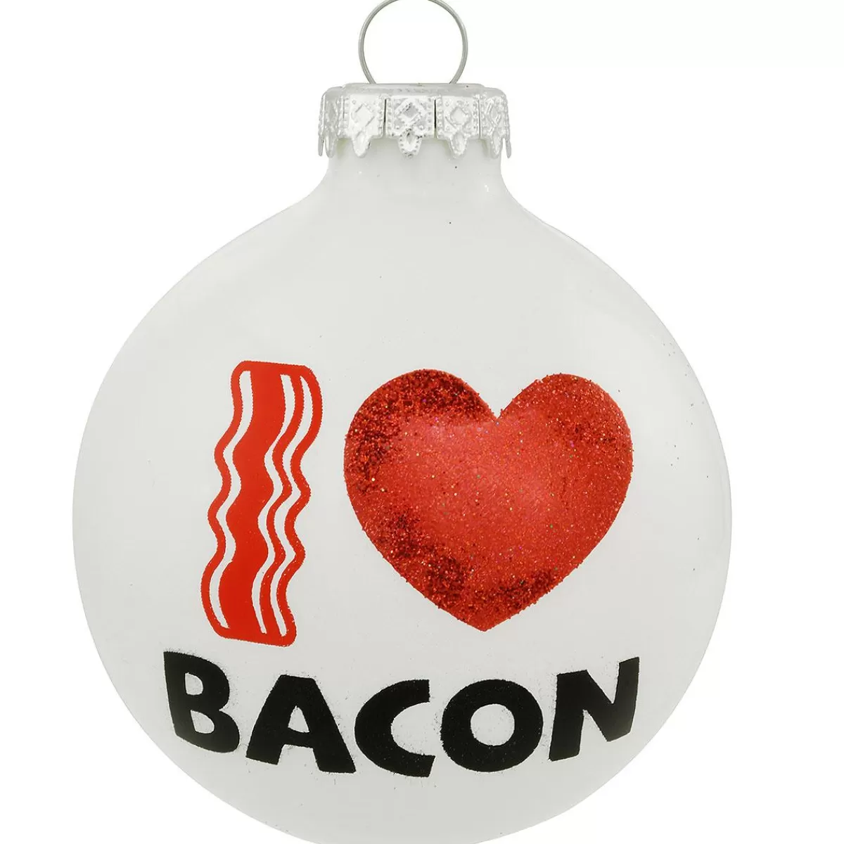 Bronner's Christmas Wonderland I Love Bacon With Red Glitter Heart> Food, Drinks, & Cooking