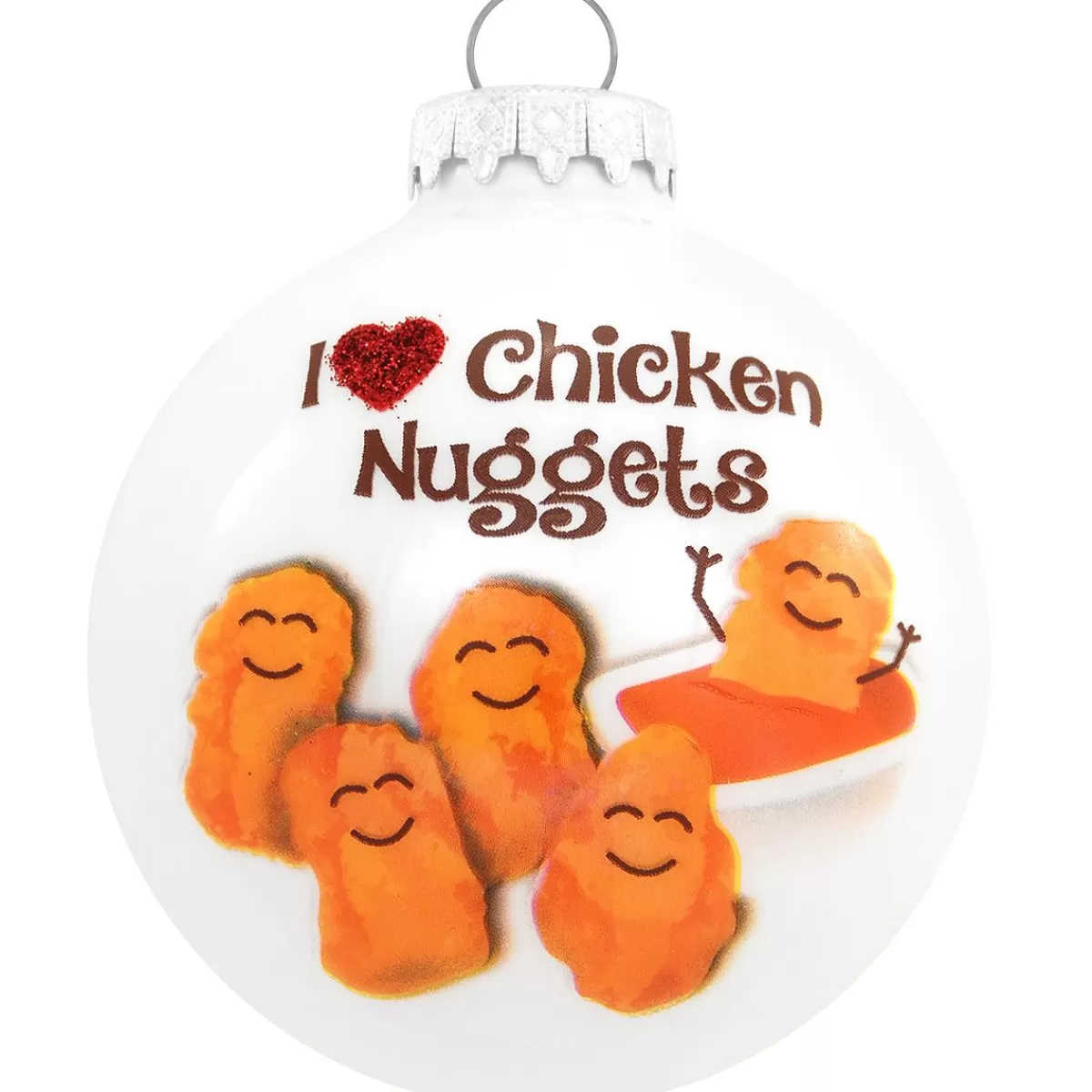 Bronner's Christmas Wonderland I Love Chicken Nuggets Glass Ornament> Food, Drinks, & Cooking