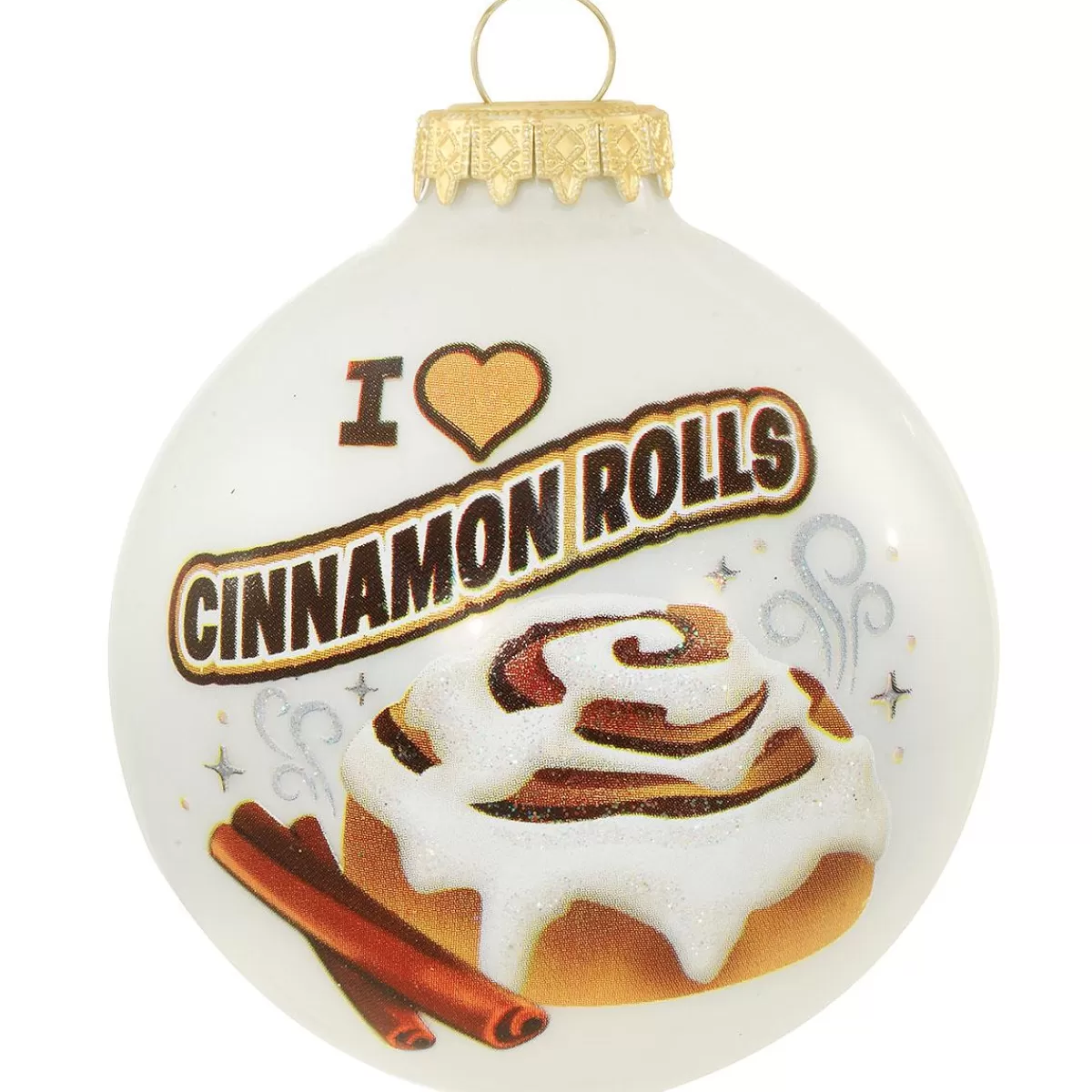 Bronner's Christmas Wonderland I Love Cinnamon Rolls Glass Ornament> Food, Drinks, & Cooking