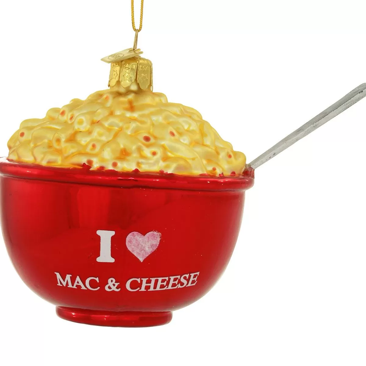 Bronner's Christmas Wonderland I Love Mac & Cheese Bowl Glass Ornament> Food, Drinks, & Cooking