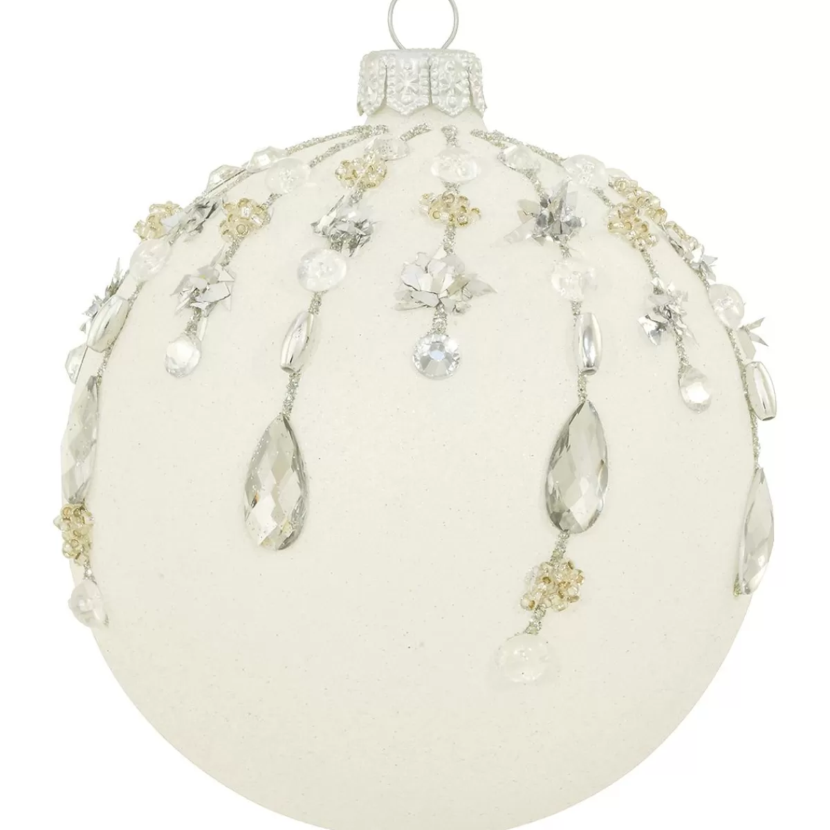 Bronner's Christmas Wonderland Jewels On Ball 4 Inch Glass Ornament | Snowflakes & Icicles