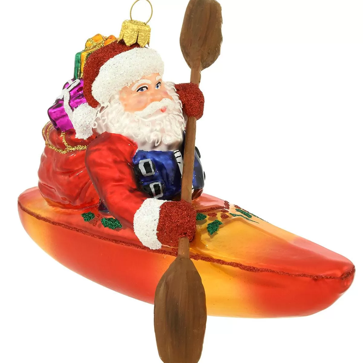 Bronner's Christmas Wonderland Kayaking Santa Glass Ornament> Outdoors, Camping, & Nature