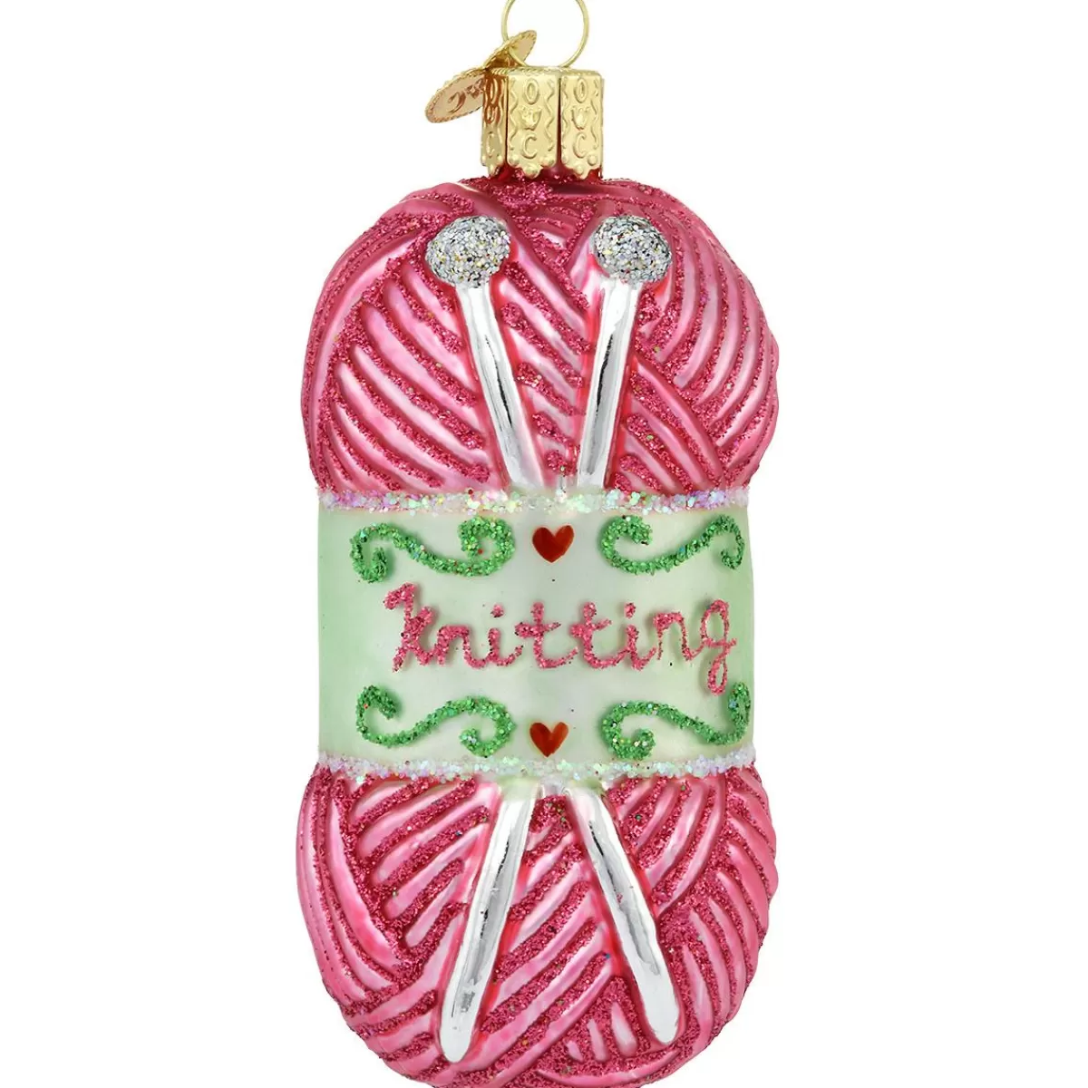 Bronner's Christmas Wonderland Knitting Yarn Glass Ornament> Hobbies & Occupations