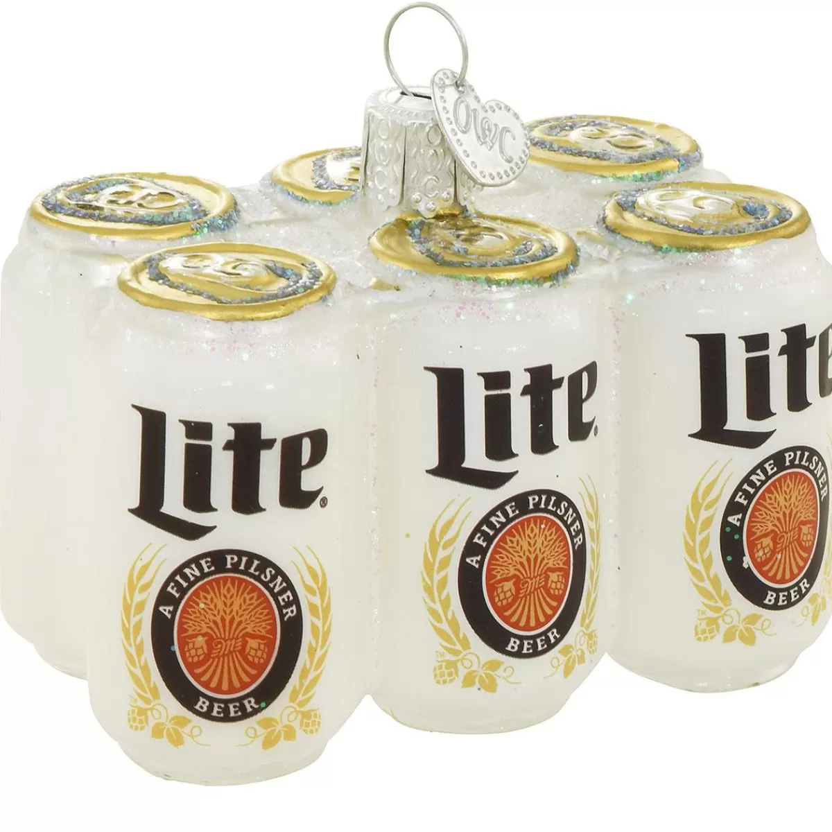 Bronner's Christmas Wonderland Miller Lite Six Pack Of Beer Glass Ornament> Food, Drinks, & Cooking