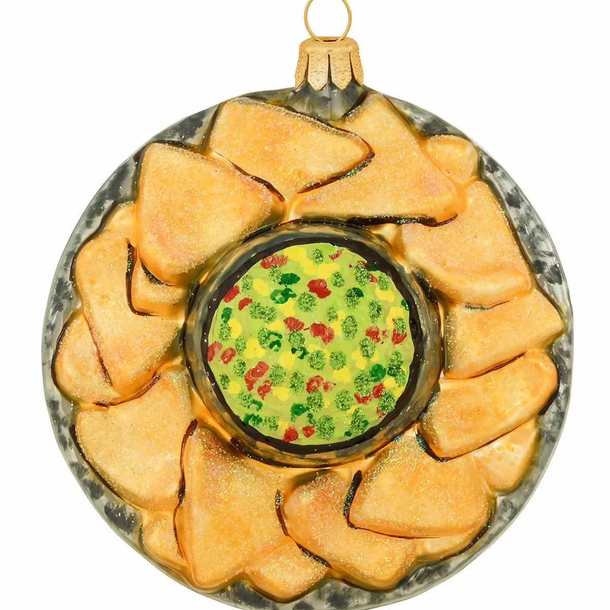 Bronner's Christmas Wonderland Nacho Platter With Guacamole Glass Ornament> Food, Drinks, & Cooking