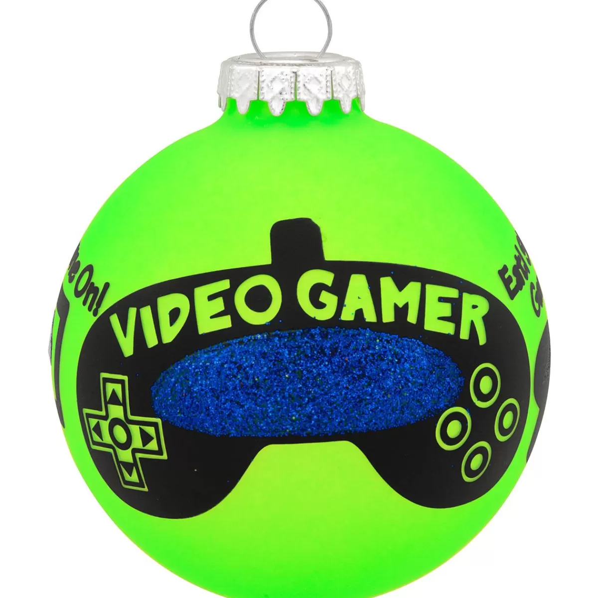 Bronner's Christmas Wonderland Neon Green Video Gamer Glass Ornament> Hobbies & Occupations