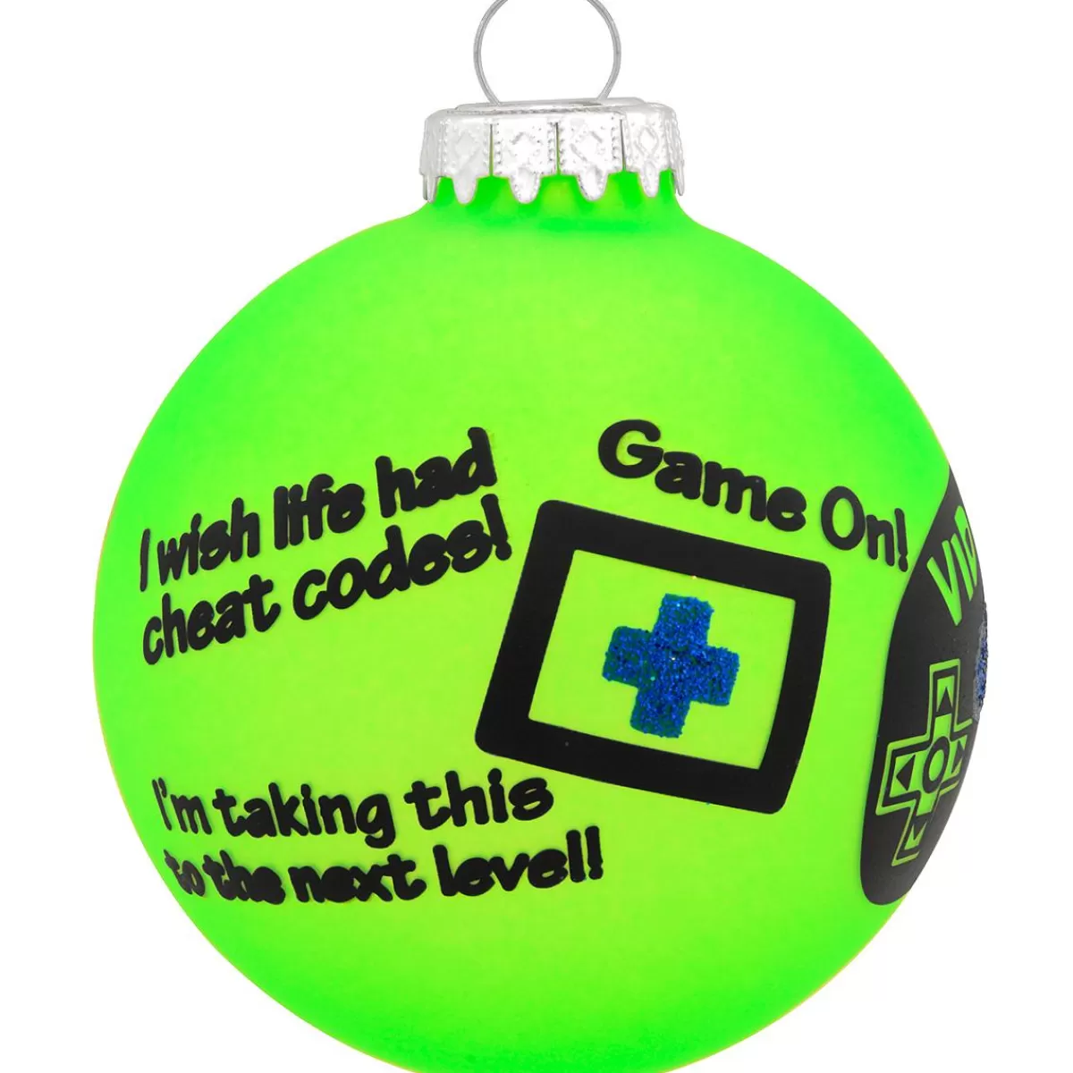 Bronner's Christmas Wonderland Neon Green Video Gamer Glass Ornament> Hobbies & Occupations