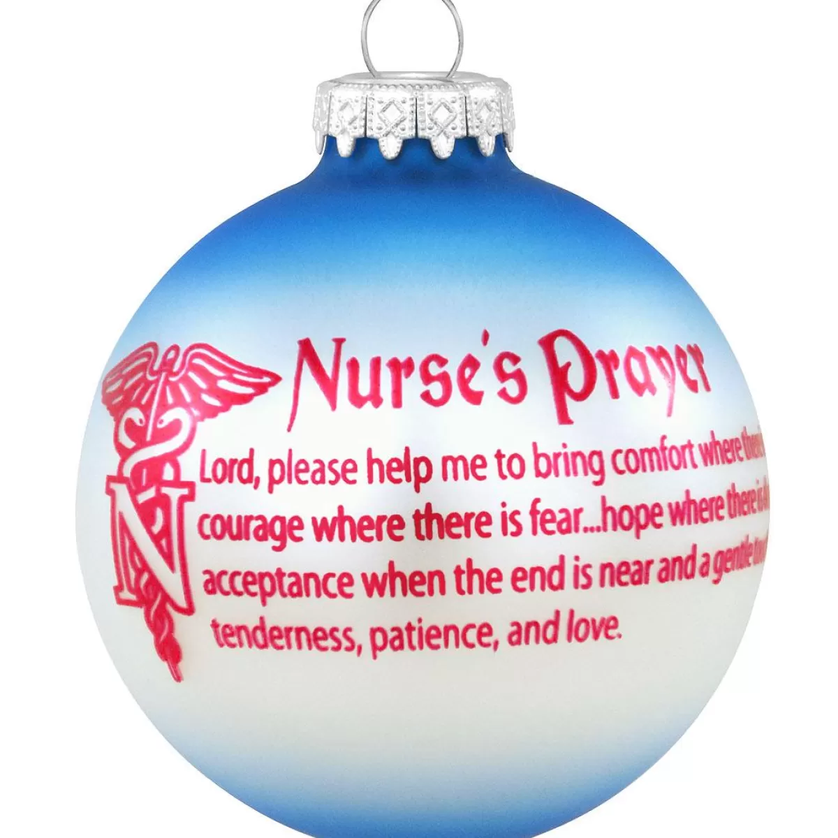 Bronner's Christmas Wonderland Nurse's Prayer Round Glass Ornament> Hobbies & Occupations