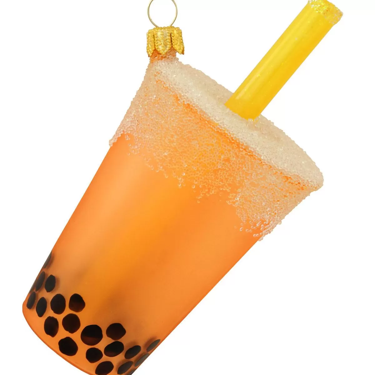 Bronner's Christmas Wonderland Orange Bubble Tea Glass Ornament> Food, Drinks, & Cooking