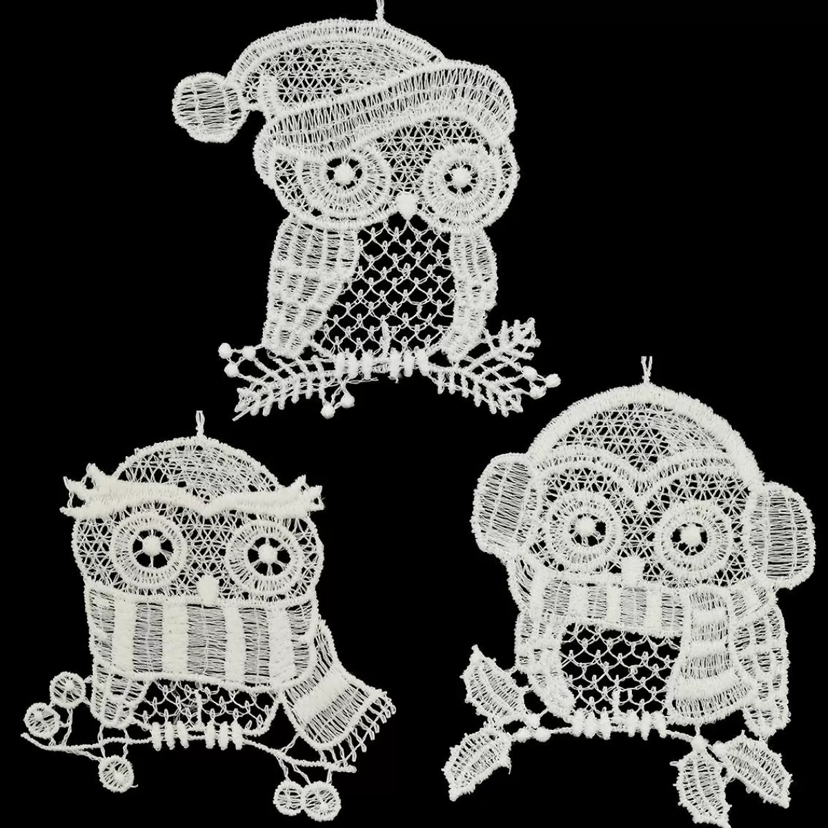 Bronner's Christmas Wonderland Owl Lace Trio Ornament Set | Sets