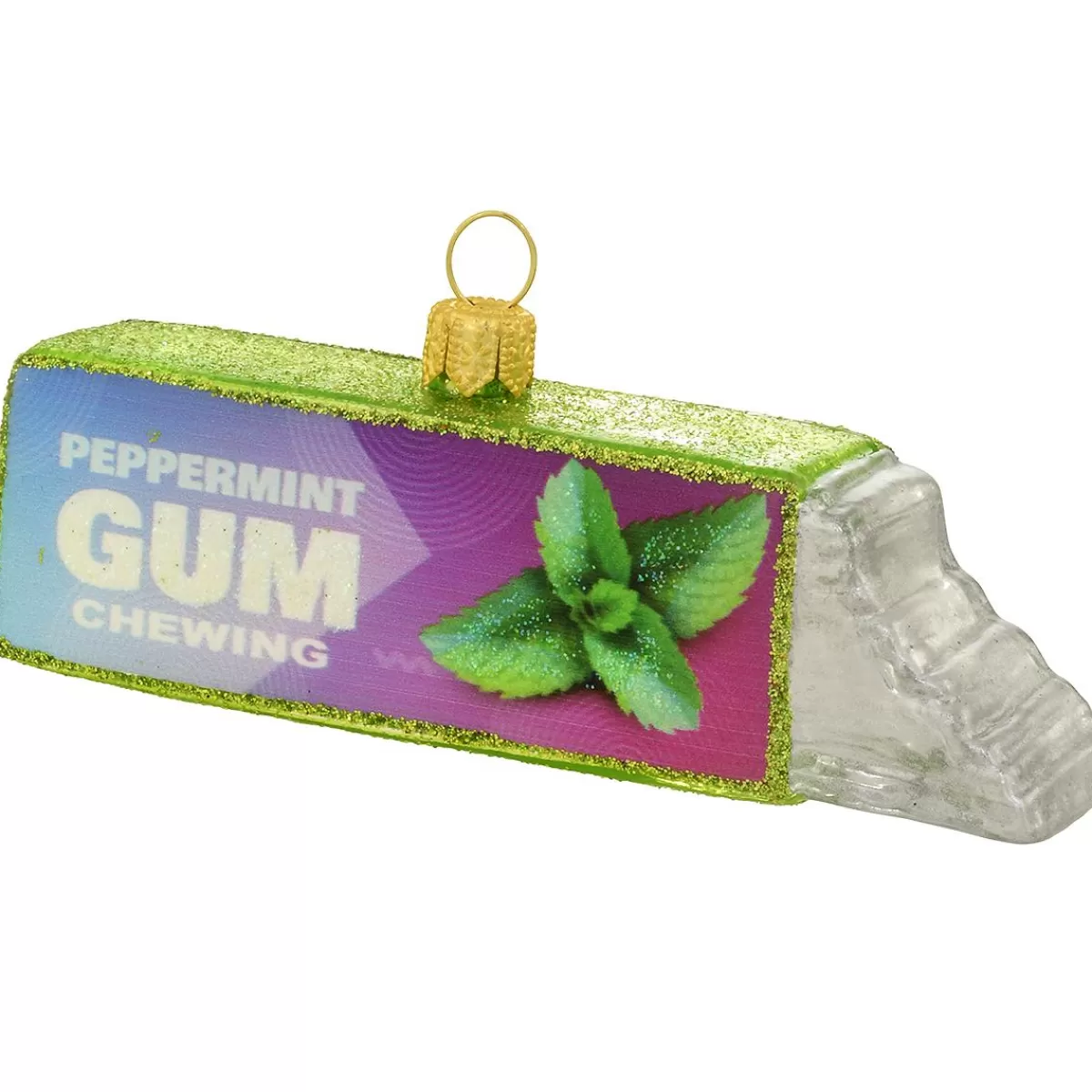 Bronner's Christmas Wonderland Pack Of Peppermint Chewing Gum Glass Ornament> Food, Drinks, & Cooking