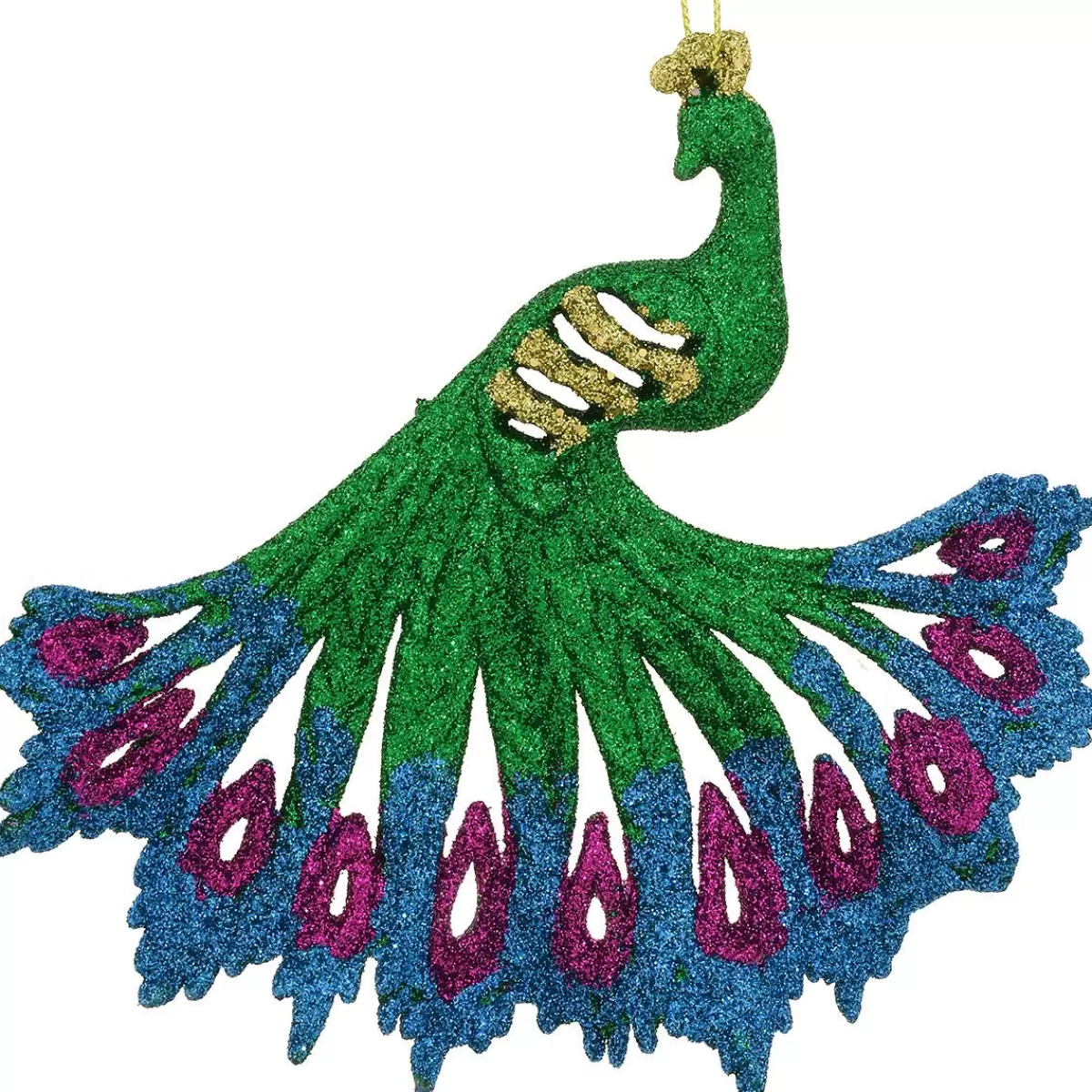 Bronner's Christmas Wonderland Peacock Plastic With Glitter 5.75 Inch Ornament | Shatterproof