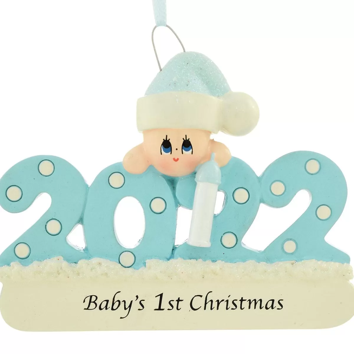 Bronner's Christmas Wonderland Personalized 2022 Baby's 1St Christmas Blue Resin Ornament | Ornaments