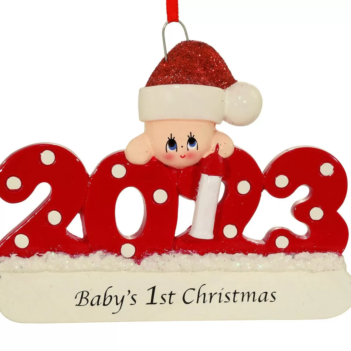 Bronner's Christmas Wonderland Personalized 2023 Baby's First Christmas Red Resin Ornament | Ornaments