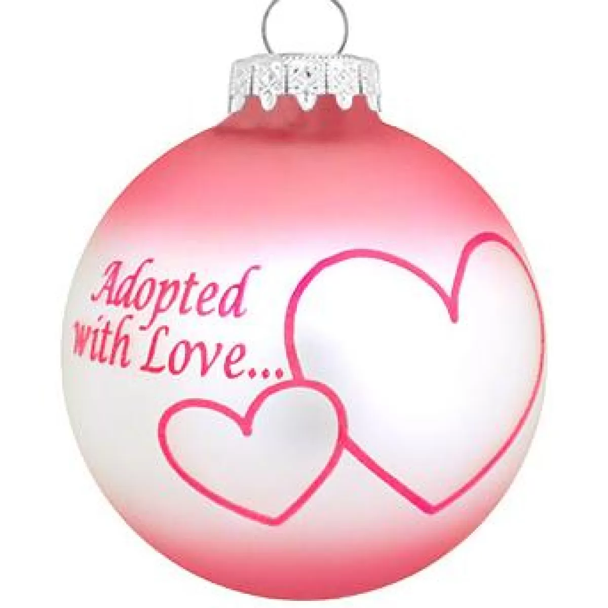 Bronner's Christmas Wonderland Personalized Adopted With Love Pink Ornament | Ornaments